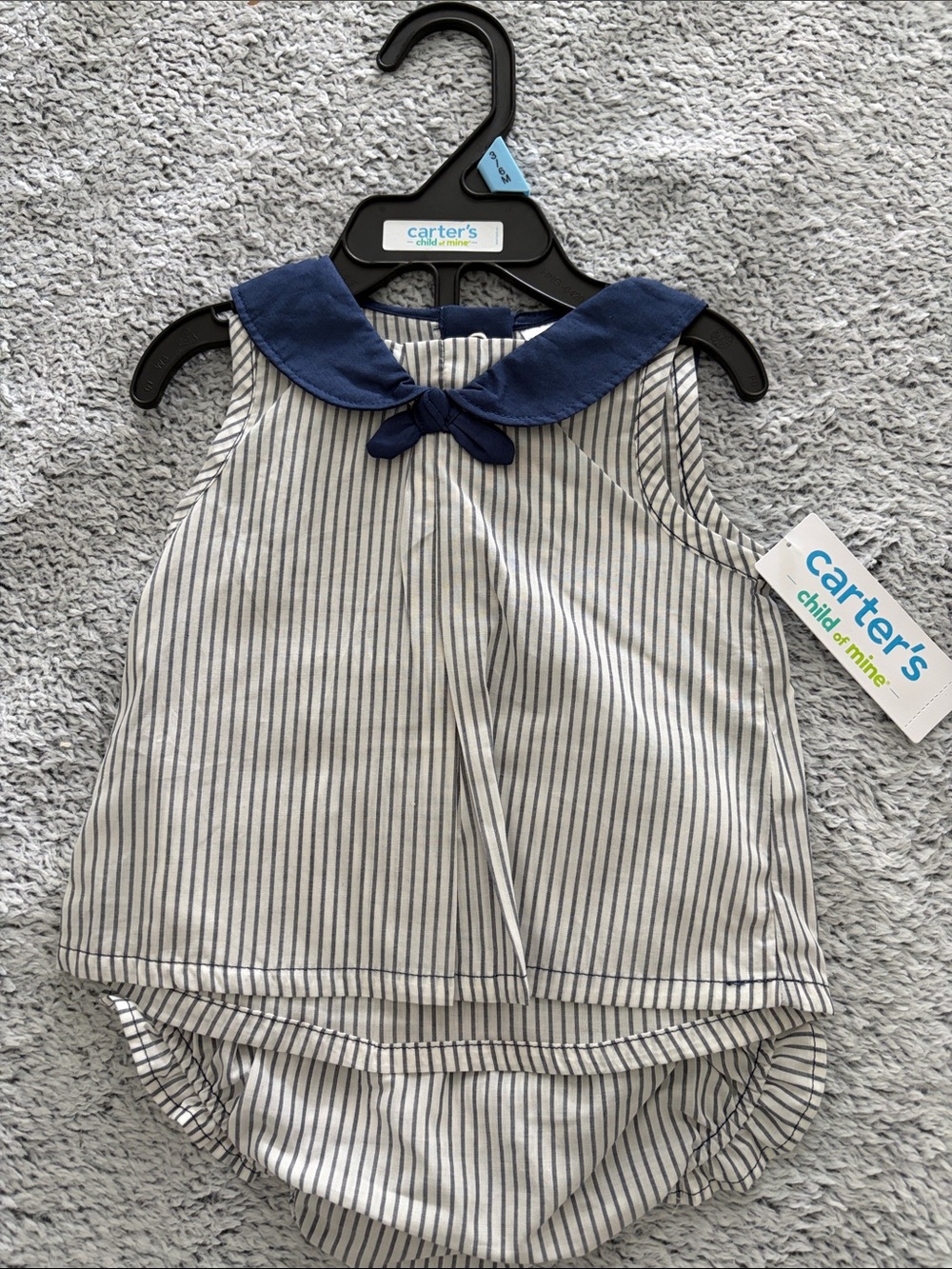 Carter's Navy & White Striped Sleeveless Sailor Romper